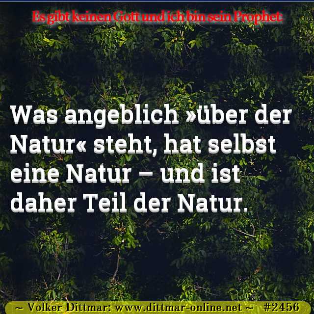 Was angeblich »über der Natur« steht, hat selbst eine Natur – und ist daher Teil der Natur. 